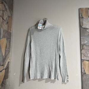 J. McLaughlin Arlette Ribbed Turtleneck Sweater with Button Cuffs